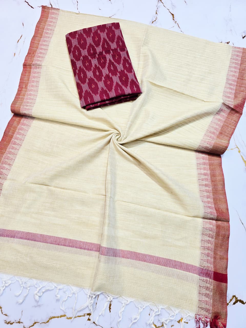KHADI DUPPATA WITH IKAT