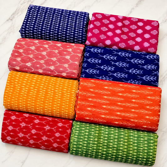 Premium Mercerised Ikat Blouse Pieces – Pack of 10